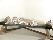 wrapped to a bench