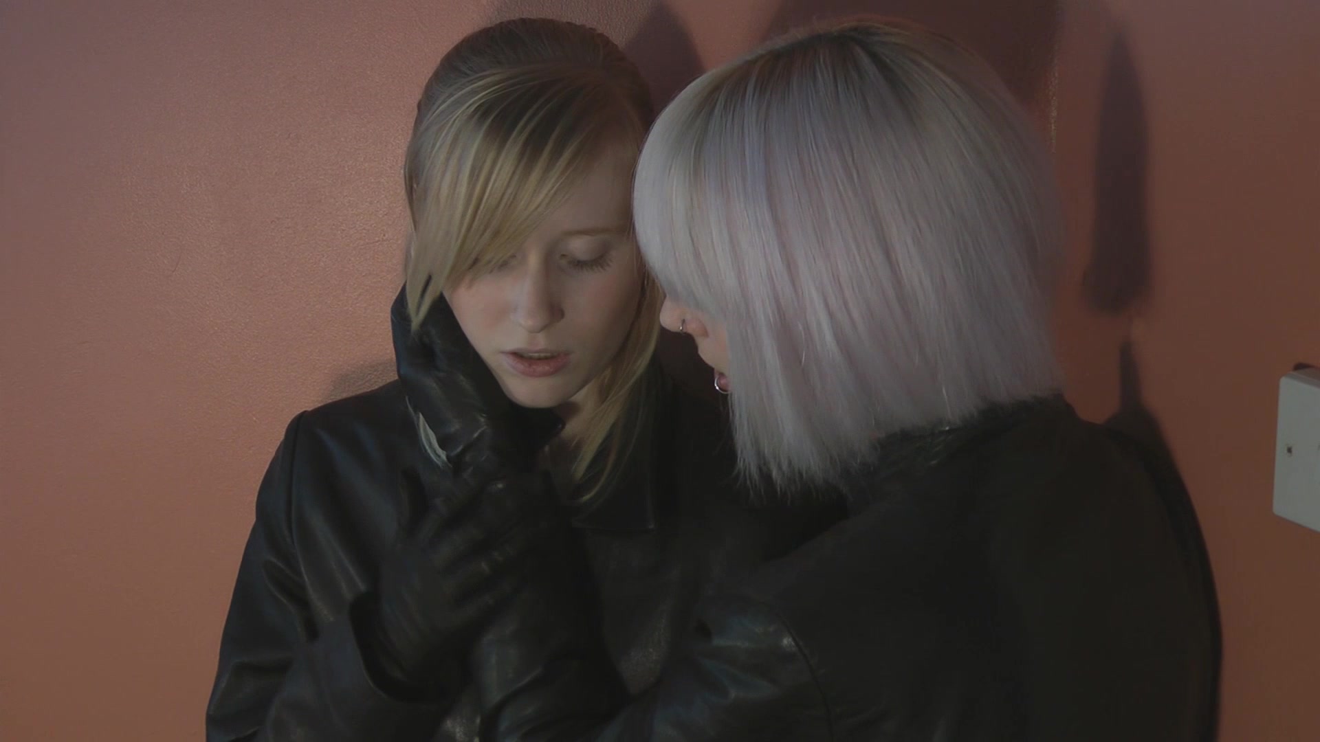 1920px x 1080px - BoundHub - Ash Kissing Emily's Neck in Leather Pants and Gloves