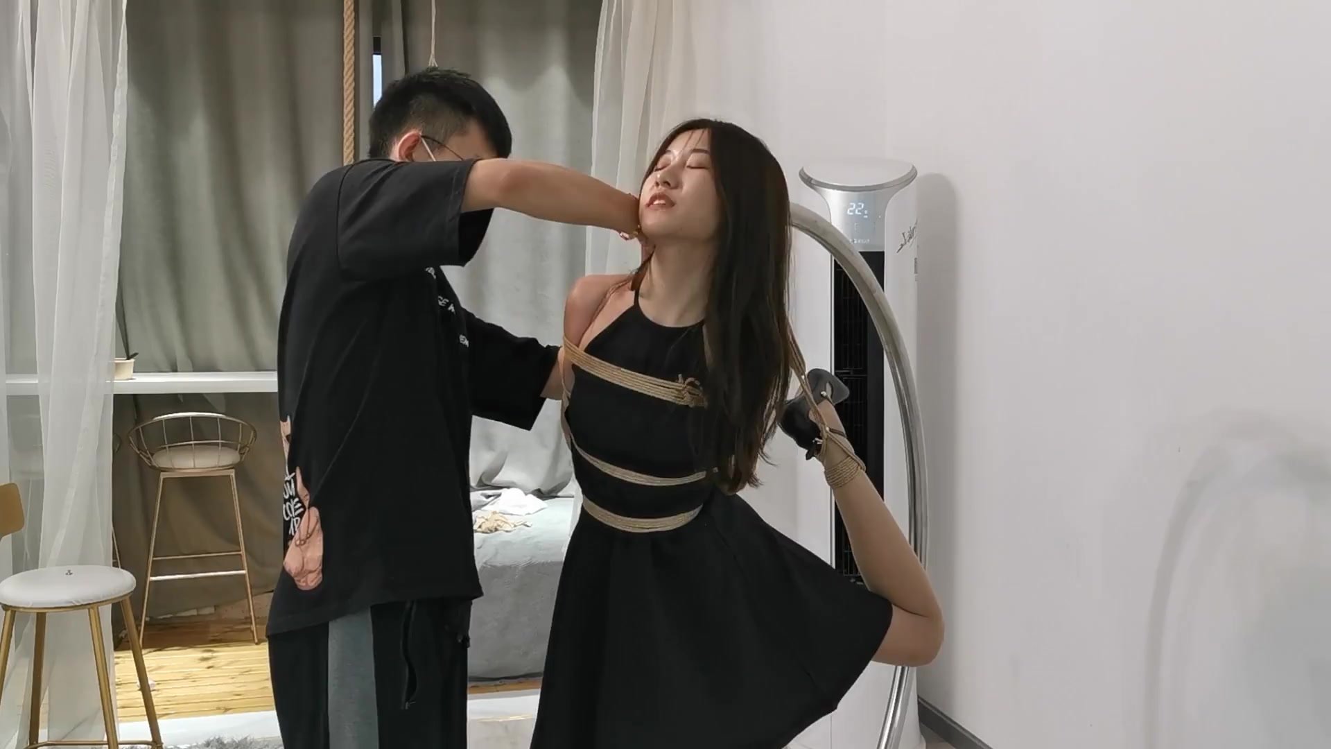 BoundHub - Chinese Black Dress Teen bondage