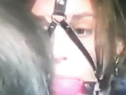 Pretty woman harness gagged