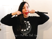 girl ballgags herself