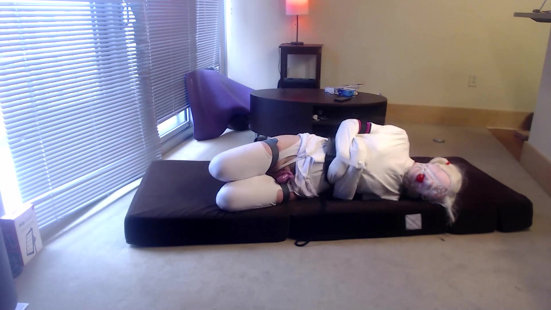BoundHub - Caged & Plugged Sissy in Selfbondage Straitjacket