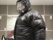 gasmask and down jackets